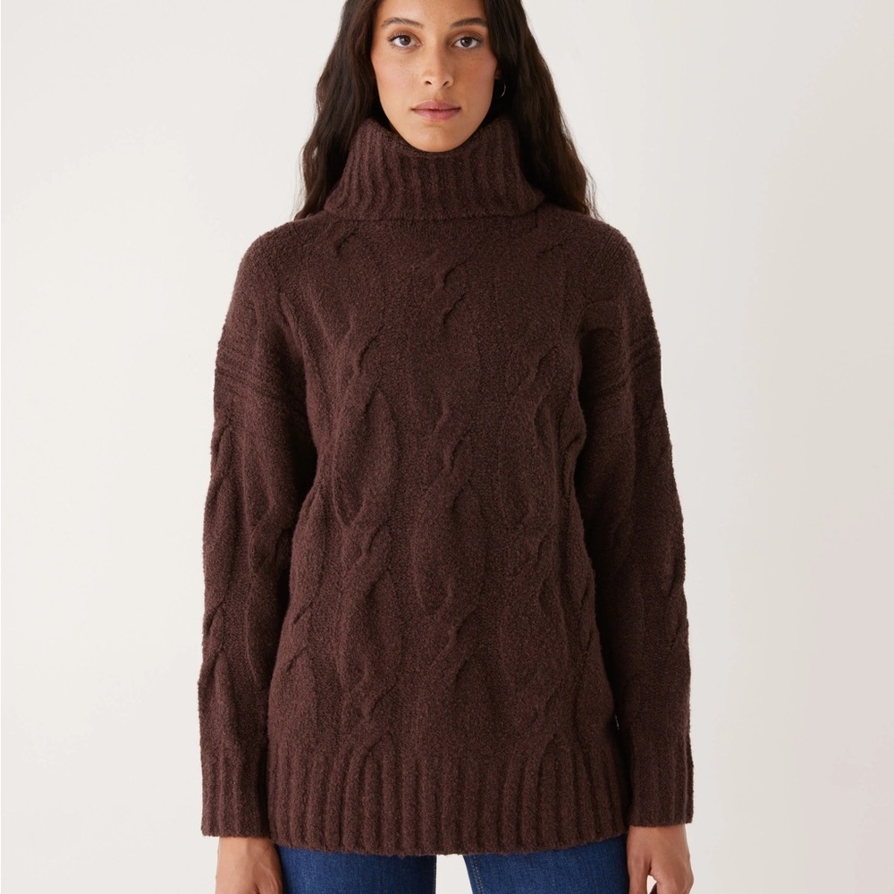 Frank & Oak  Brown Casual Organic Wool Turtleneck Sweater, NWT, Oversized XXS